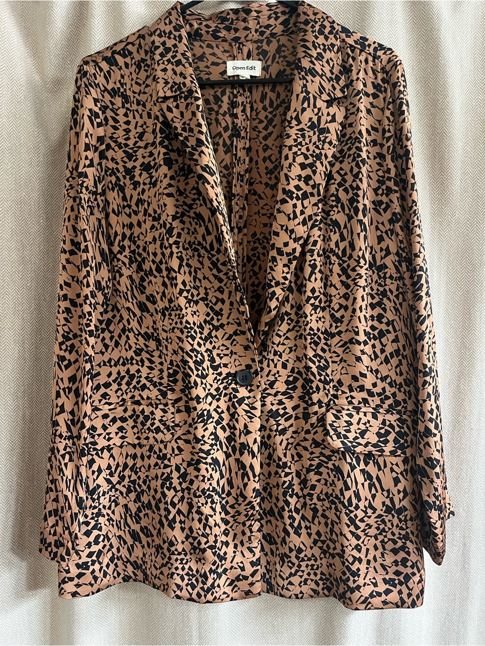 Open Edit Women's Tan and Black Printed Blazer